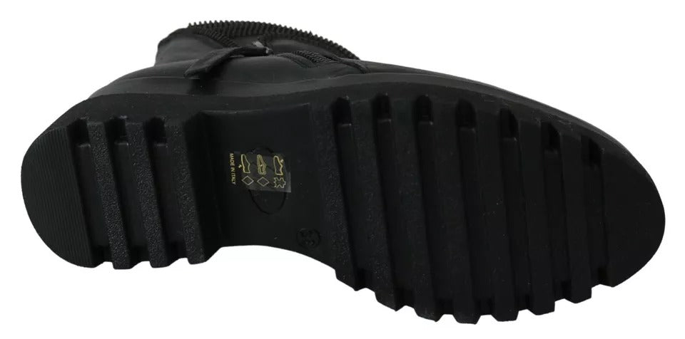 Bottes de cheville en cuir noir avec fermeture éclair