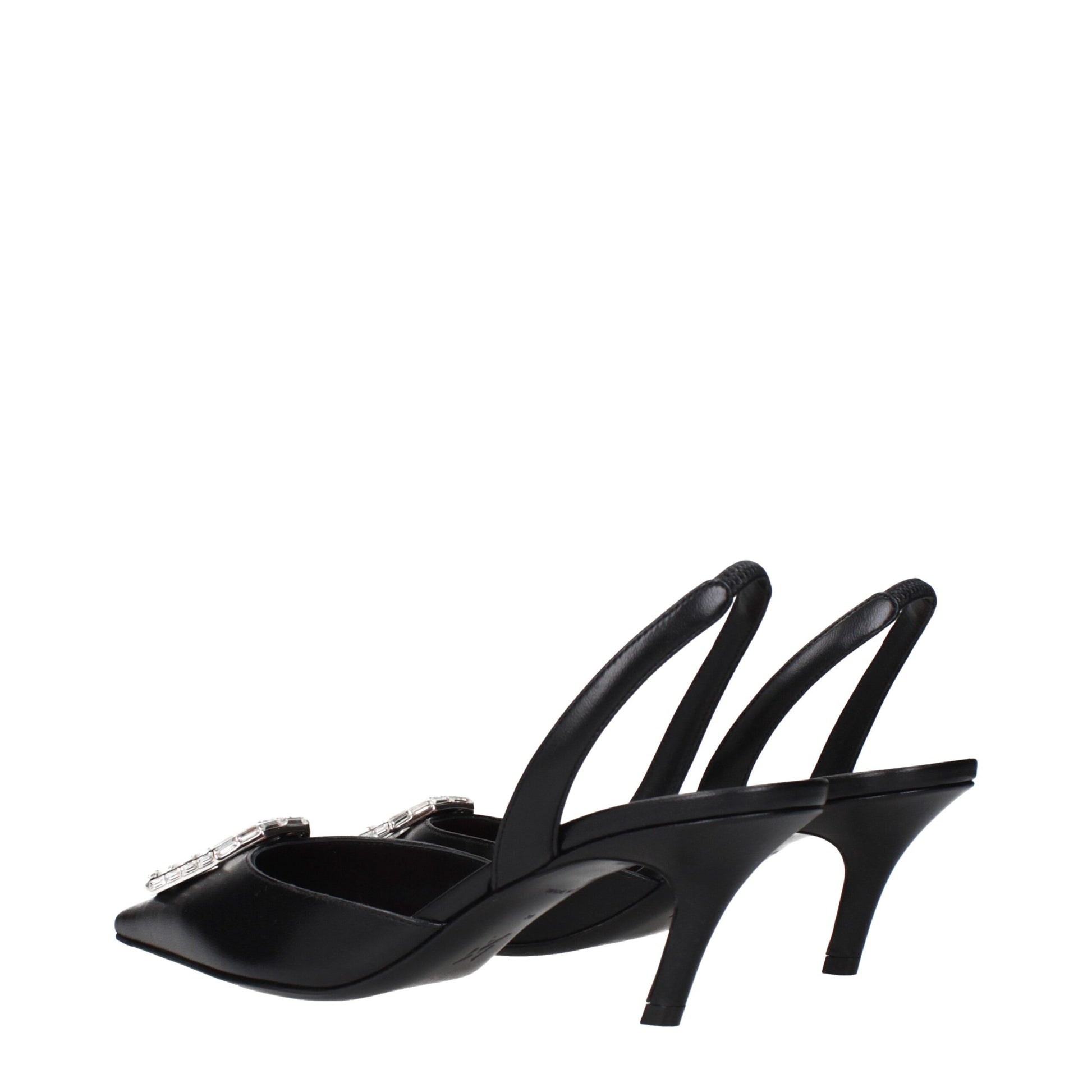 Black Leather High Heel Pumps