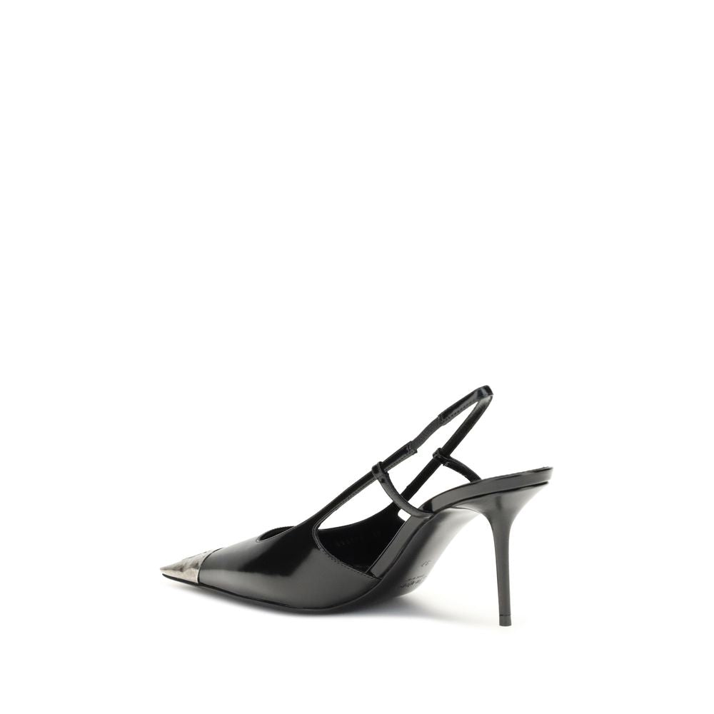 Black Leather High Heel Pumps