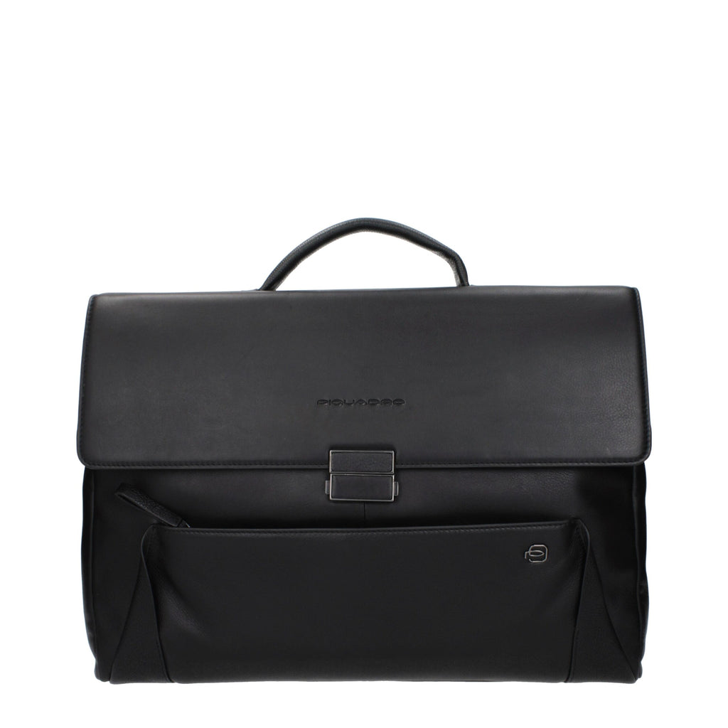 Black Leather Business And Laptop Bag