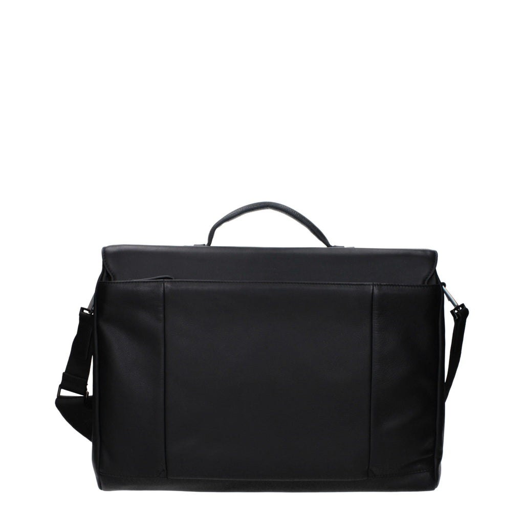 Black Leather Business And Laptop Bag