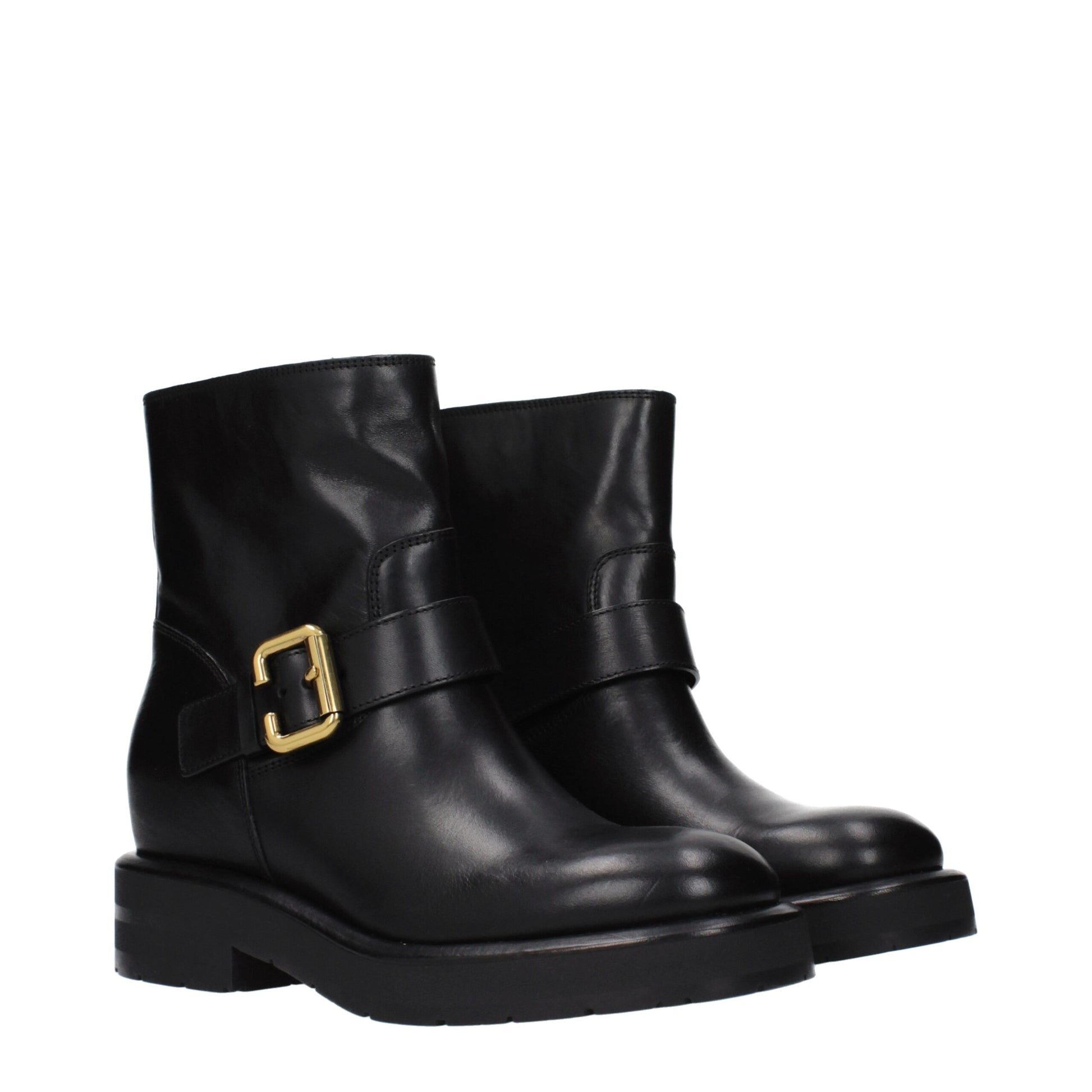 Black Leather Ankle Boots