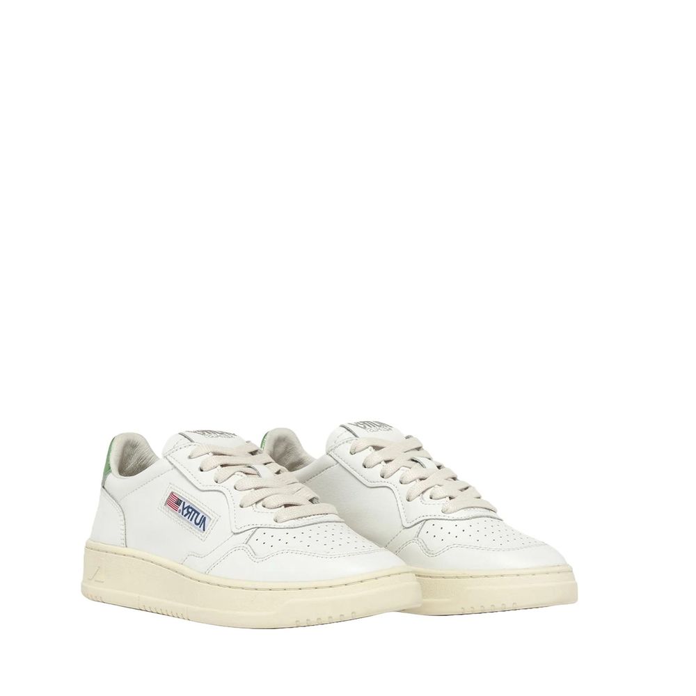 White Leather Low Top Sneakers