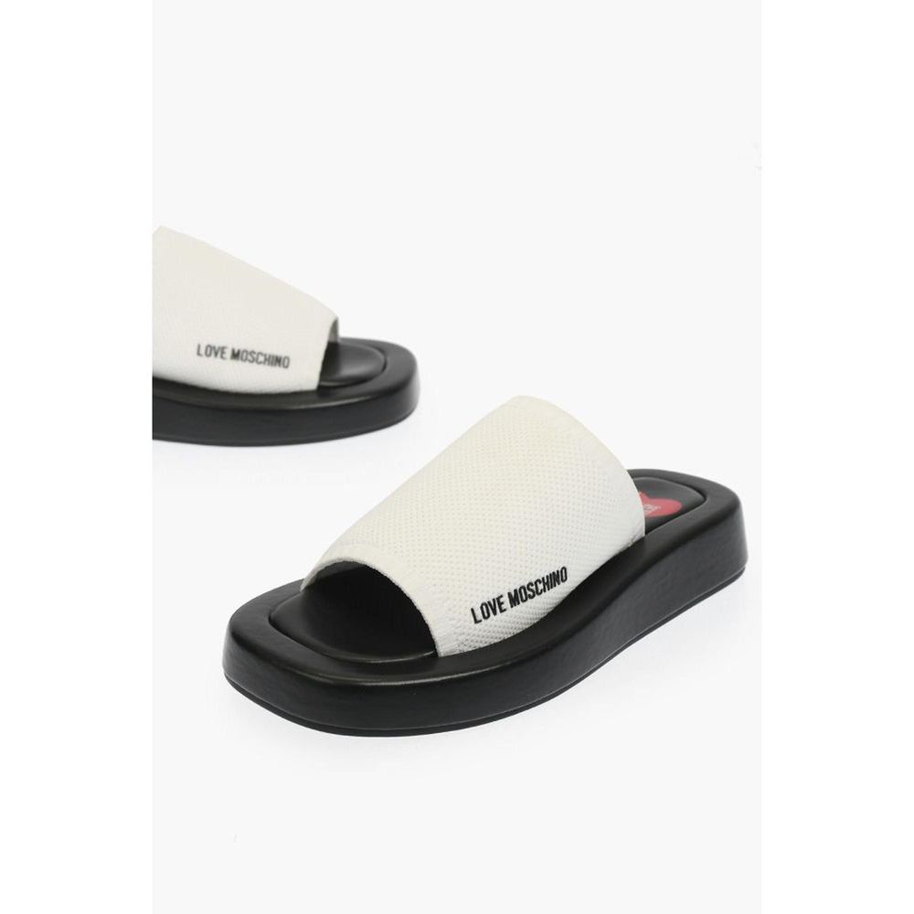 Black And White Leather Slides