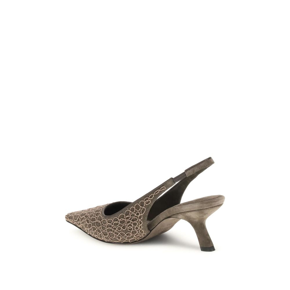 Brown Leather High Heel Pumps