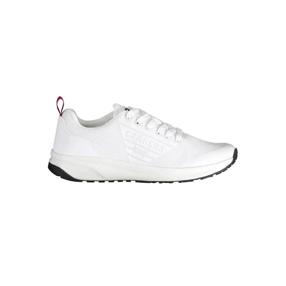 White Polyester Athletic Sneakers