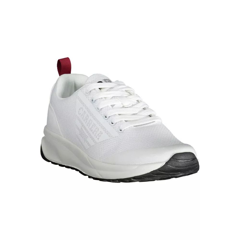White Polyester Athletic Sneakers