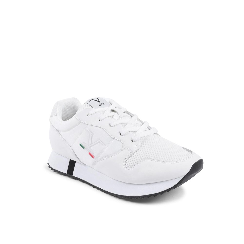White Artificial Leather Athletic Sneakers