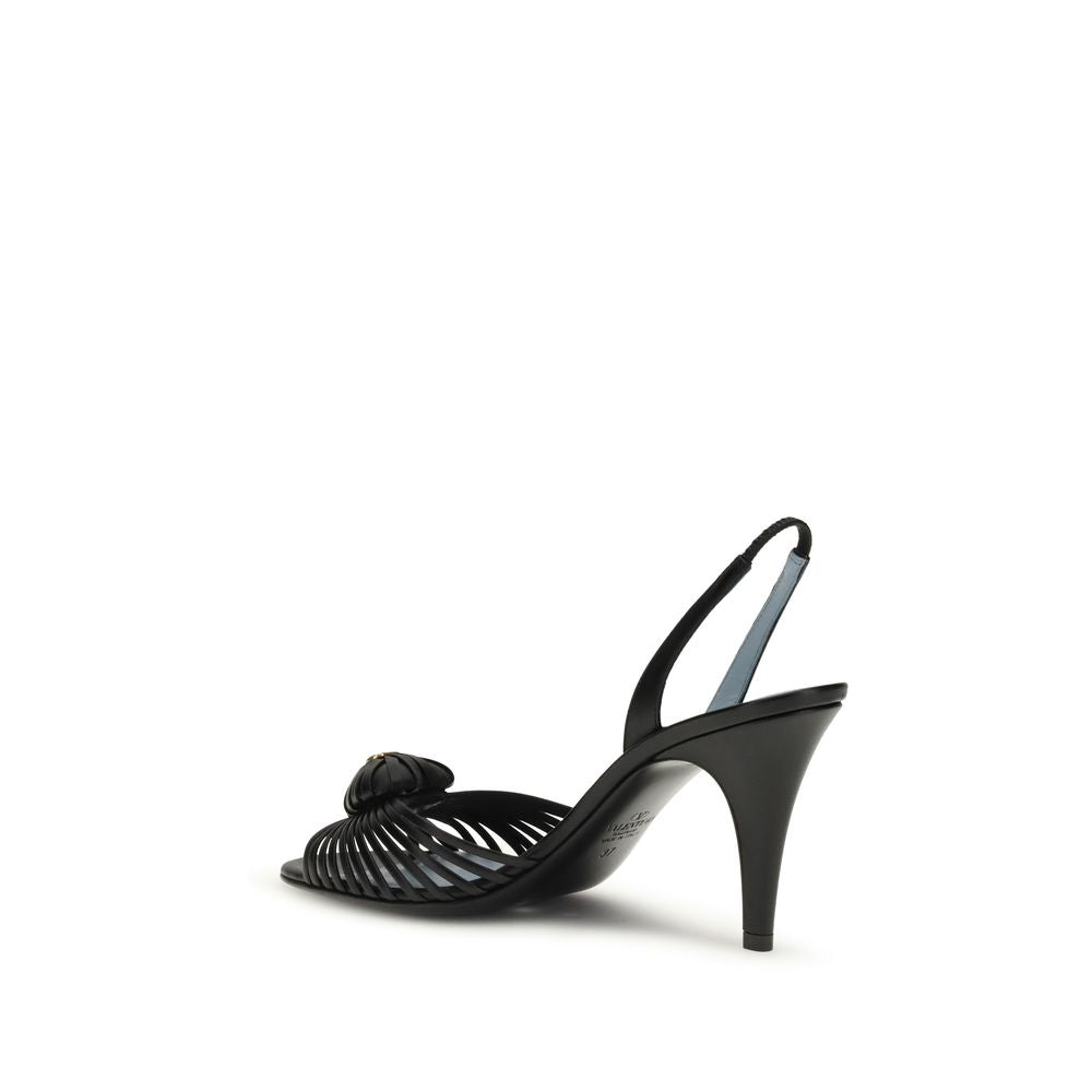 Black Calf Leather Bos Taurus Stiletto Heel Sandals