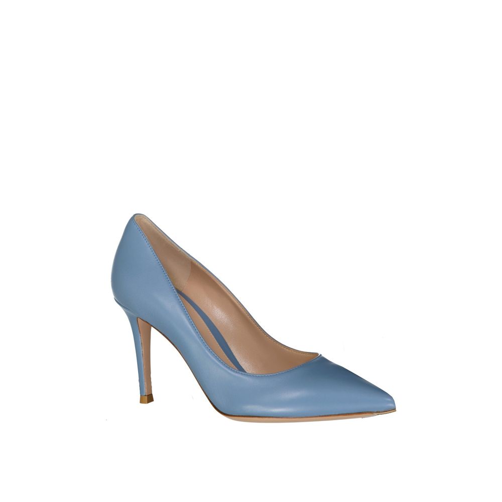 Blue Leather High Heel Pumps