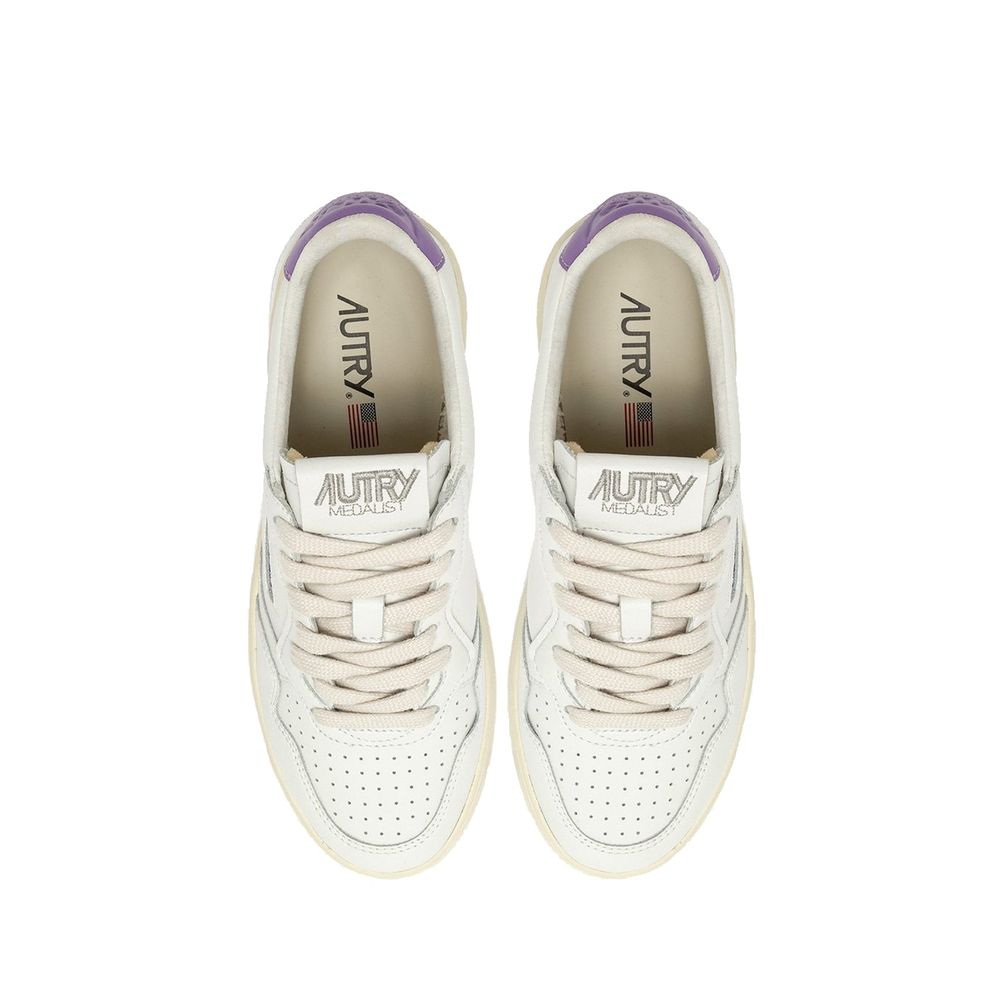 White Leather Low Top Sneakers