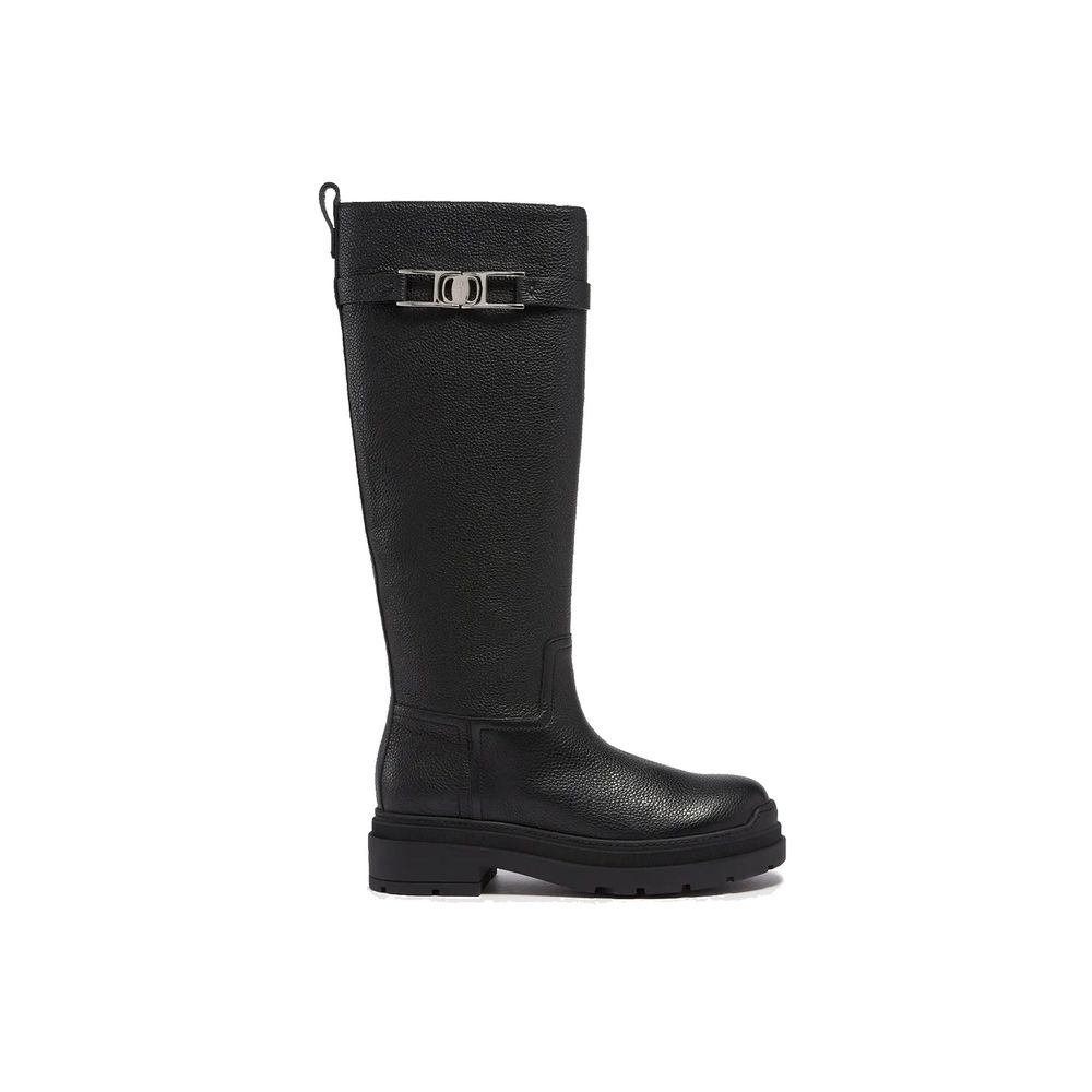 Black Calfskin Over The Knee