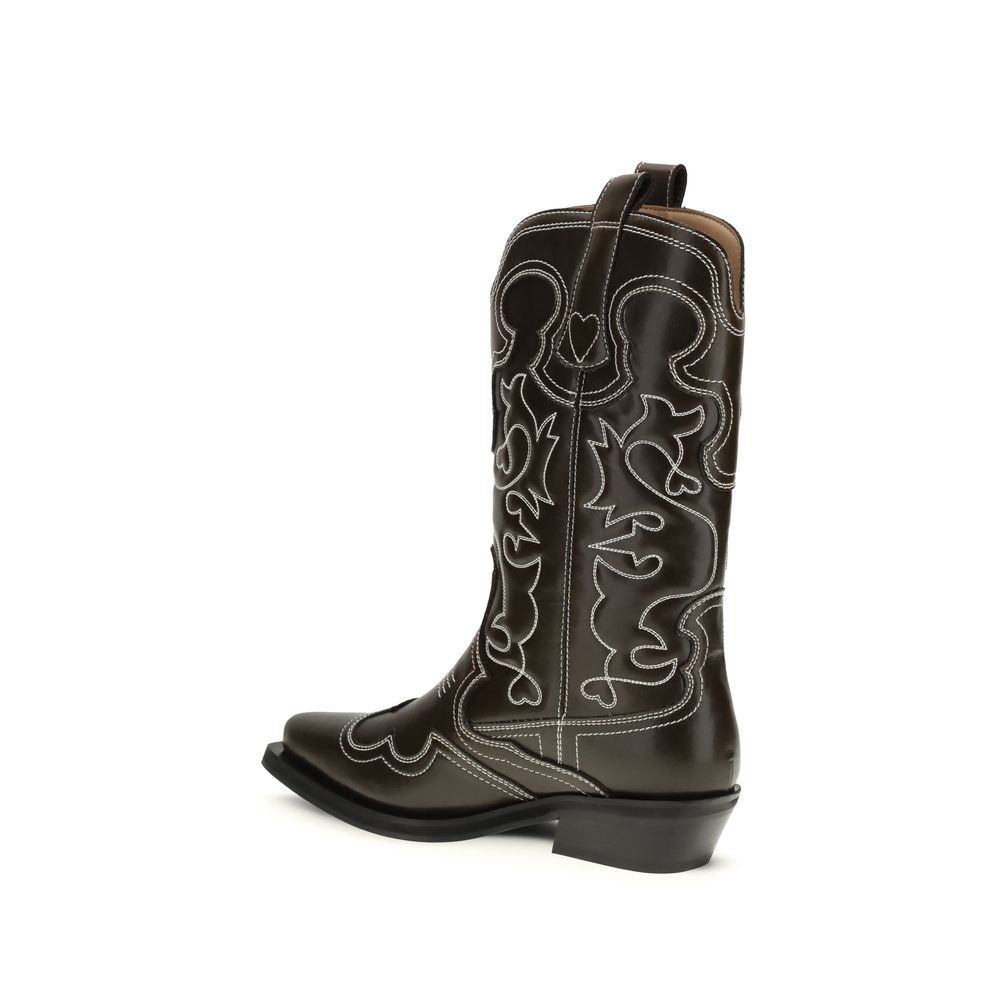 Brown Polyurethane Lace-Up Boots