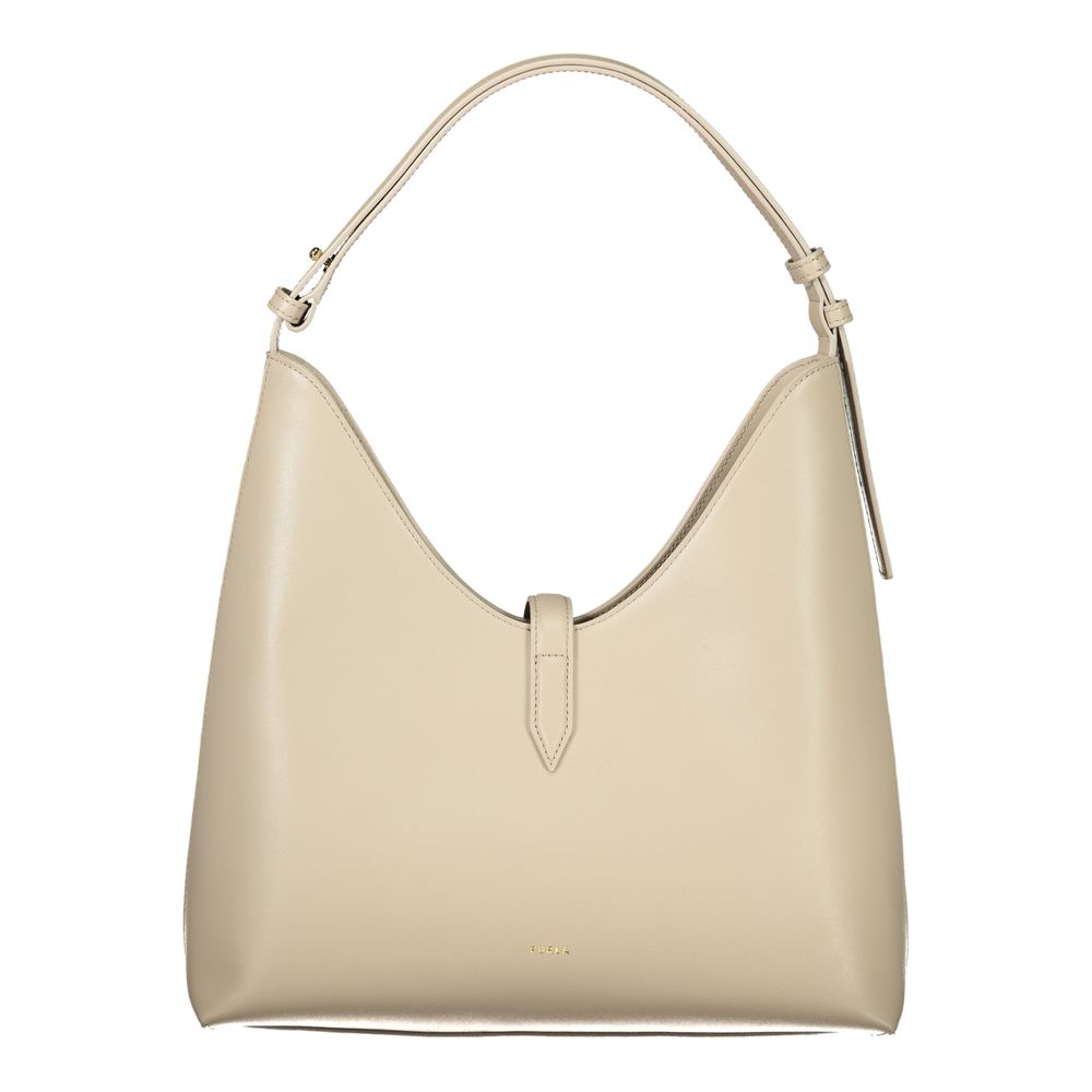 Beige Leather Women Handbag