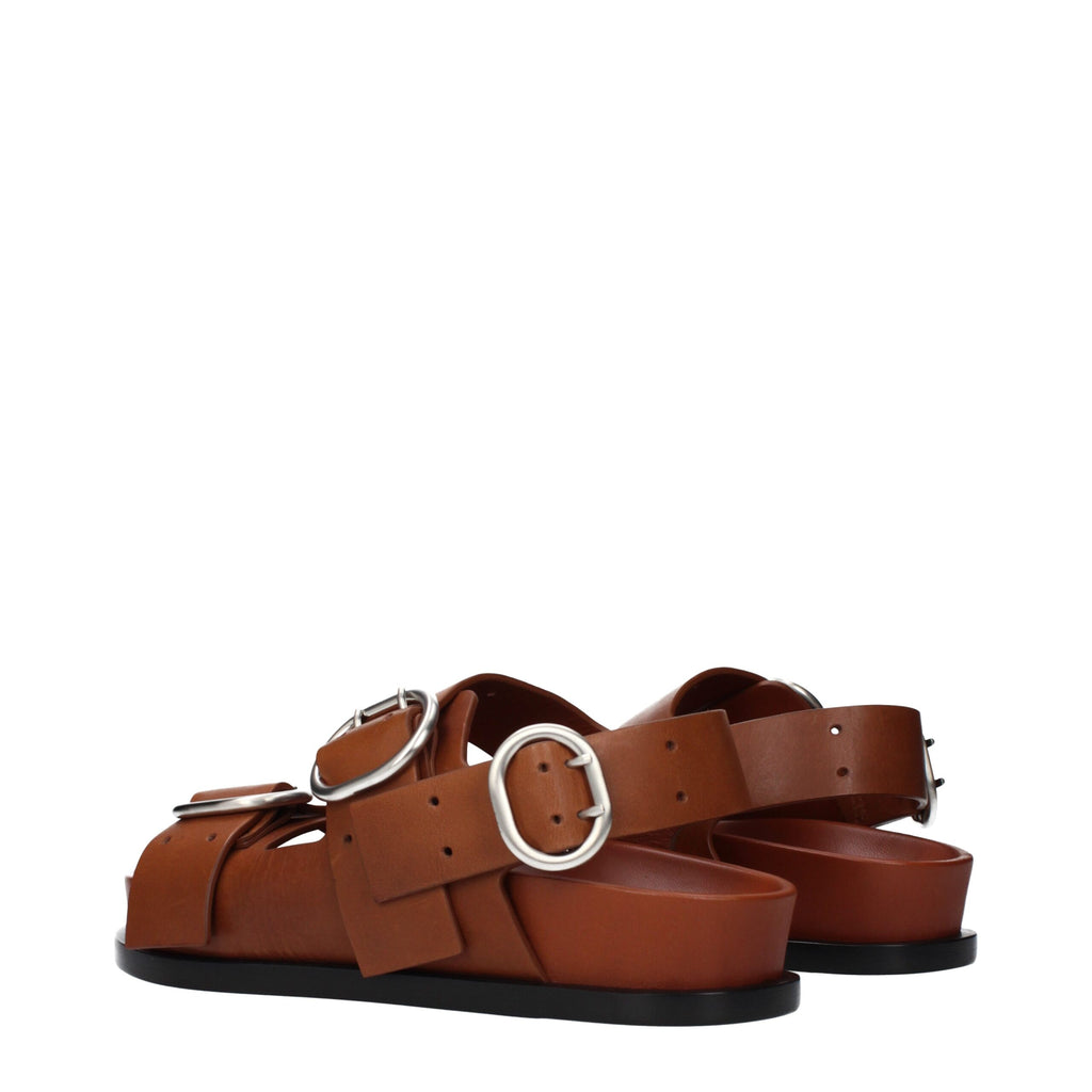 Brown Leather Strap-On Sandals
