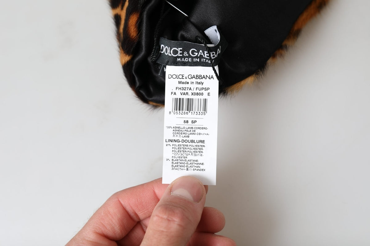 Brown Leopard Fur Women Bucket Capello Hat