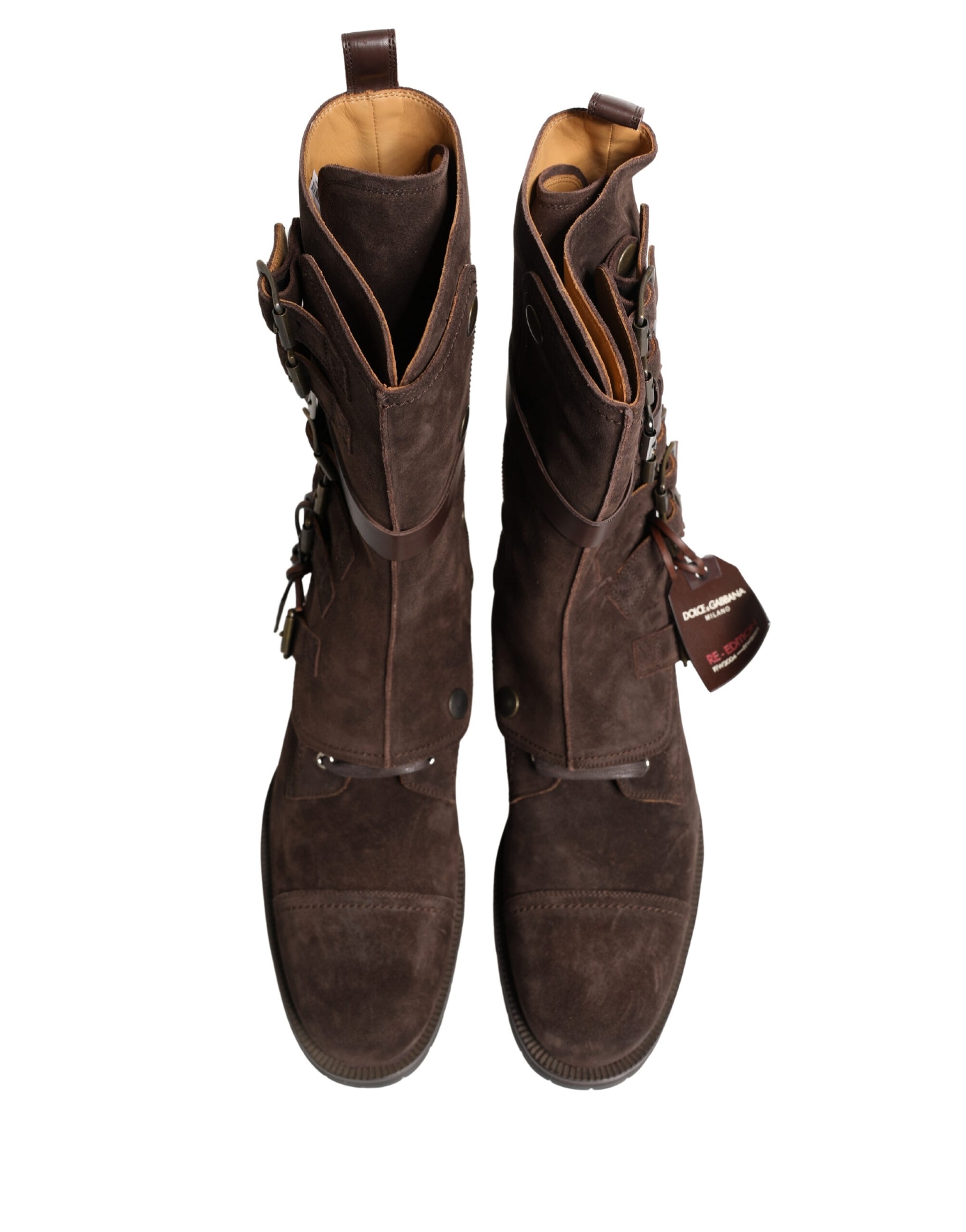 Brown Suede Leather Combat Ankle Boots  Shoes