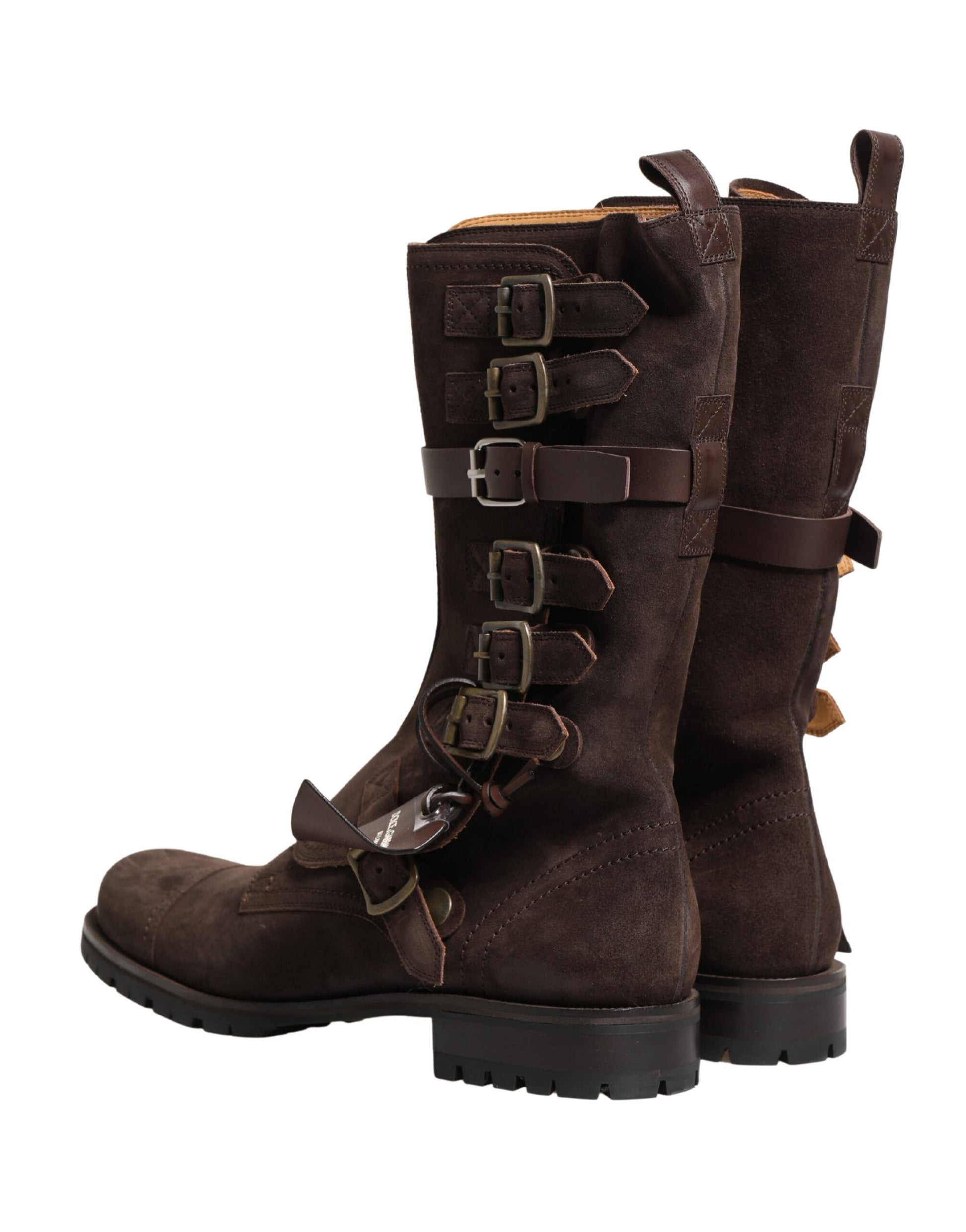 Brown Suede Leather Combat Ankle Boots  Shoes