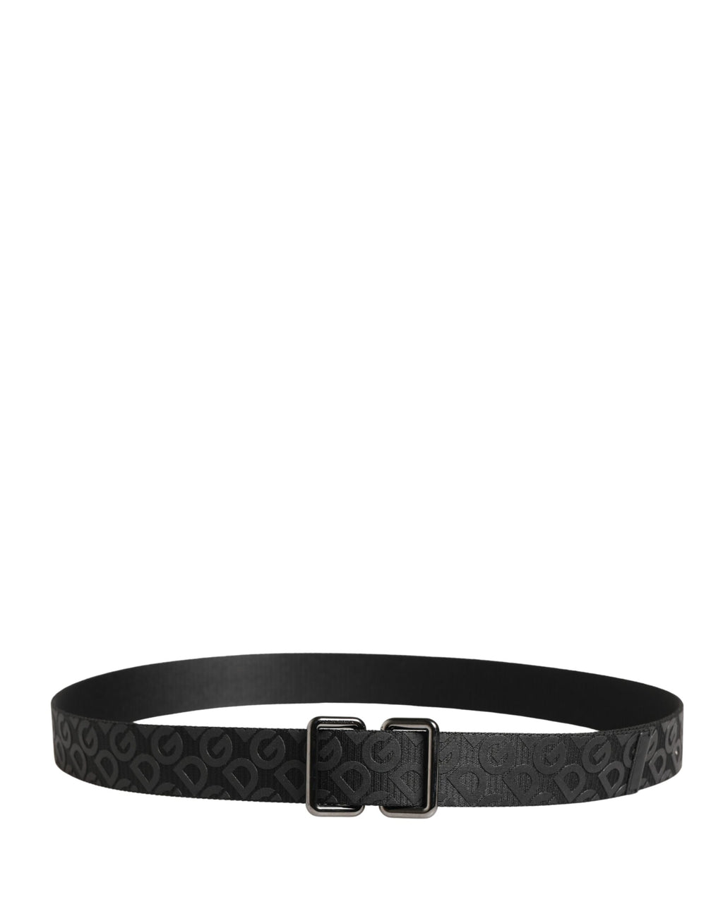 Black Logo Monogram Silver Metal Buckle Belt