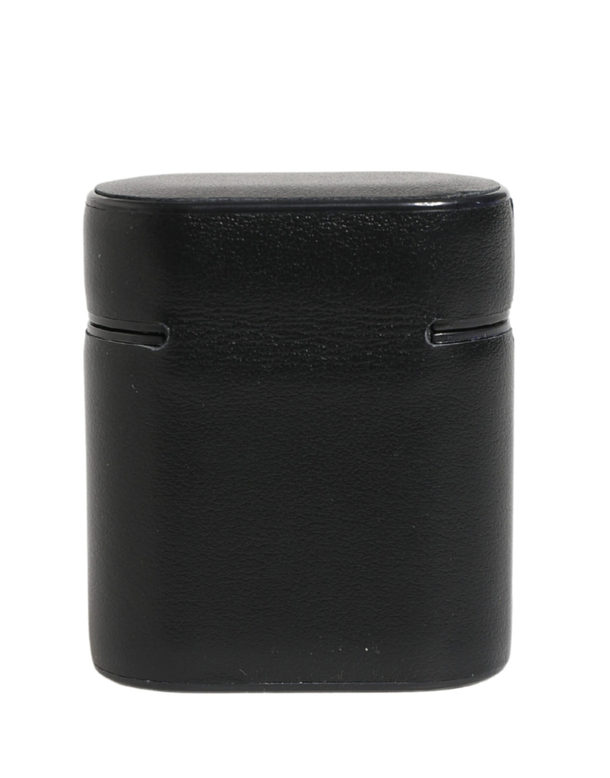 Black Calf Leather Logo Print Flip Holder Airpods Case