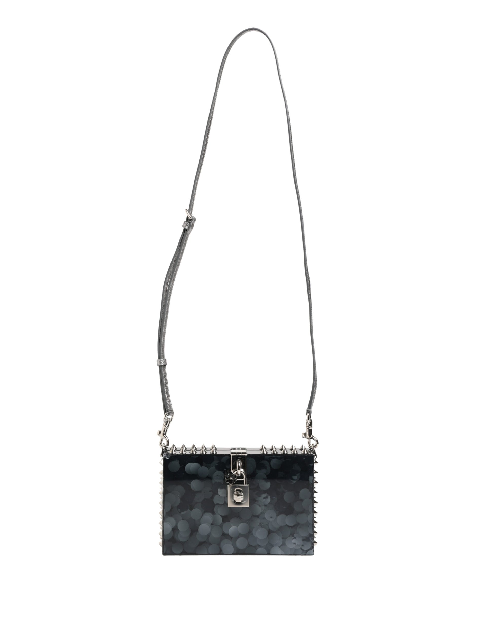 Black Acrylic Plexiglass Studded DOLCE BOX Clutch Bag
