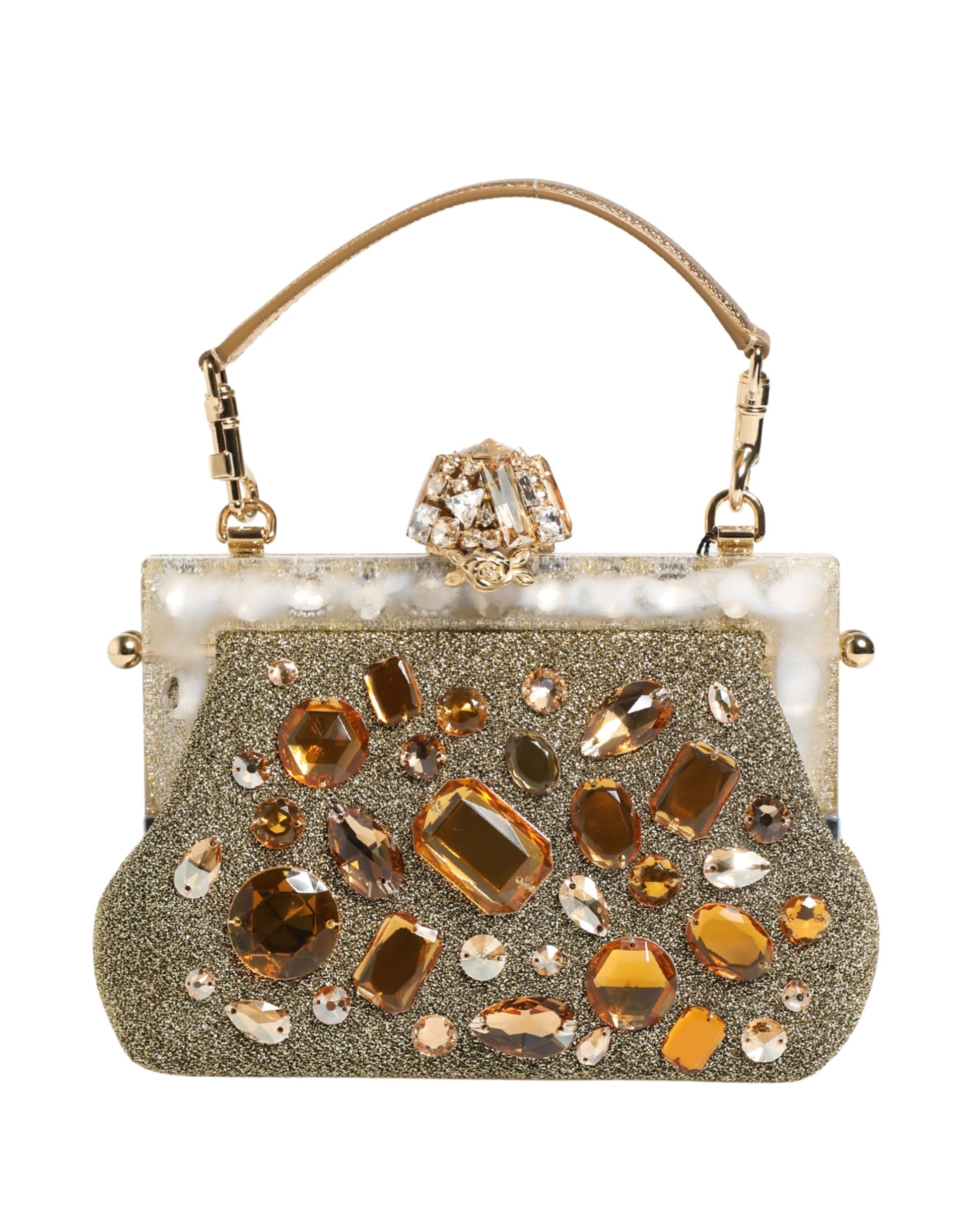 Gold Vanda Crystal Evening Clutch Shoulder Handbag  Bag