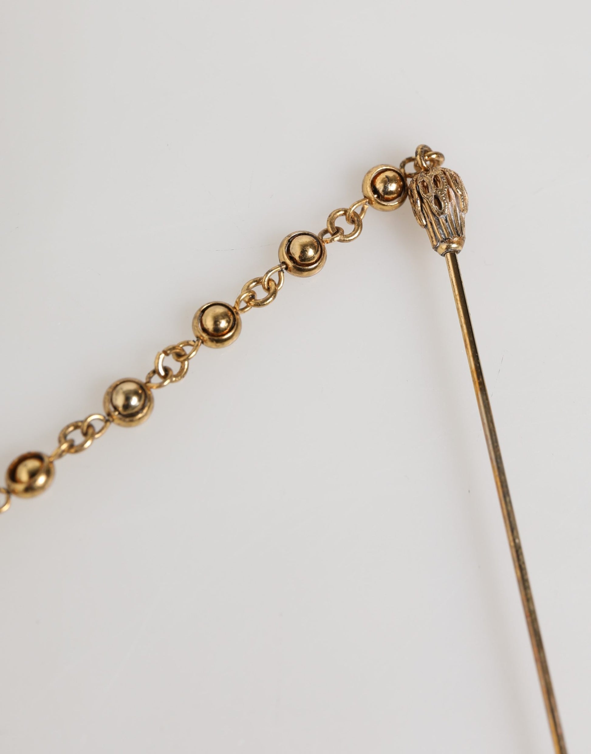 Black Gold Brass Crystal Chain Women Lapel Pin Brooch