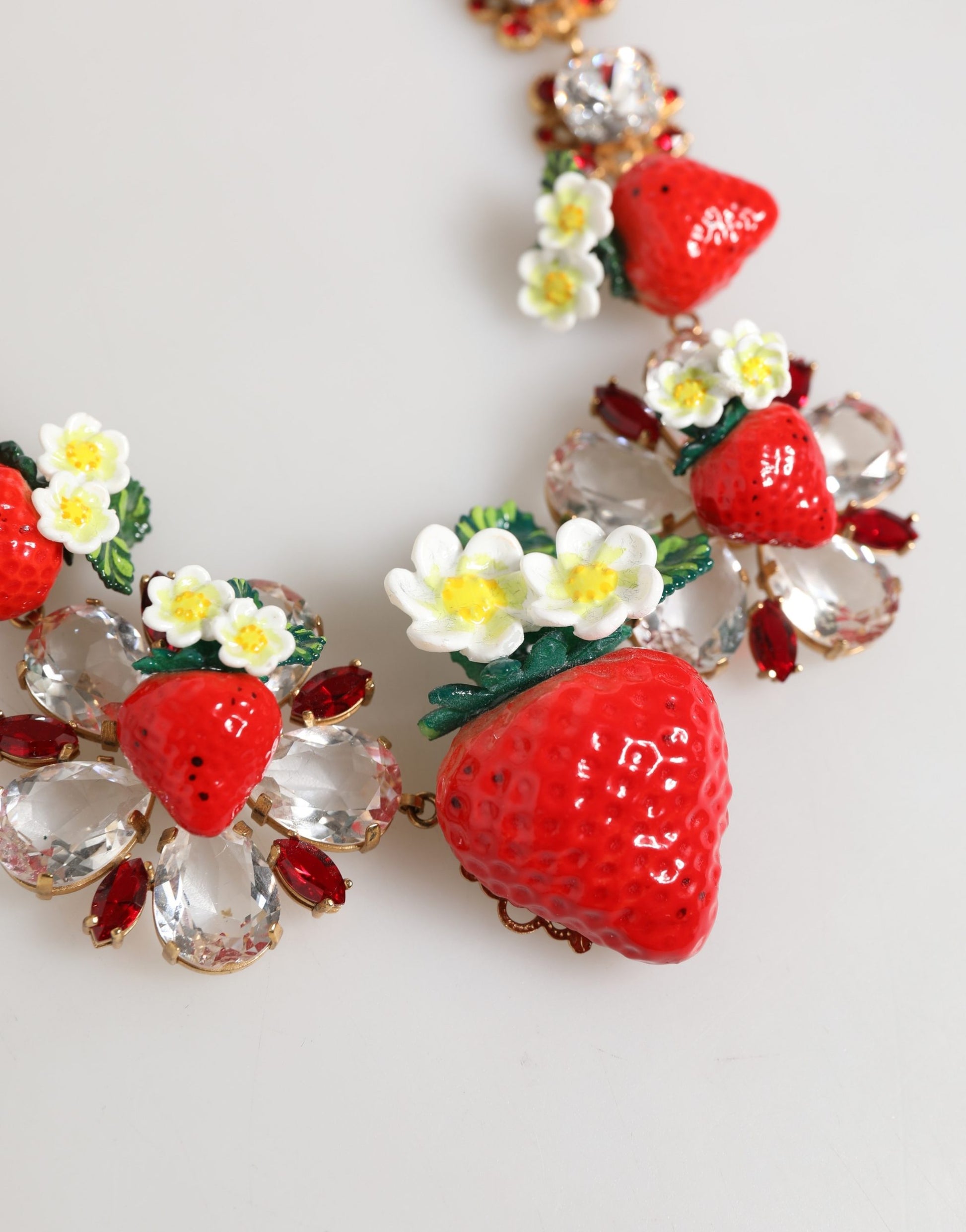 Gold Brass FRUIT Pendants Flowers Crystal Logo Necklace