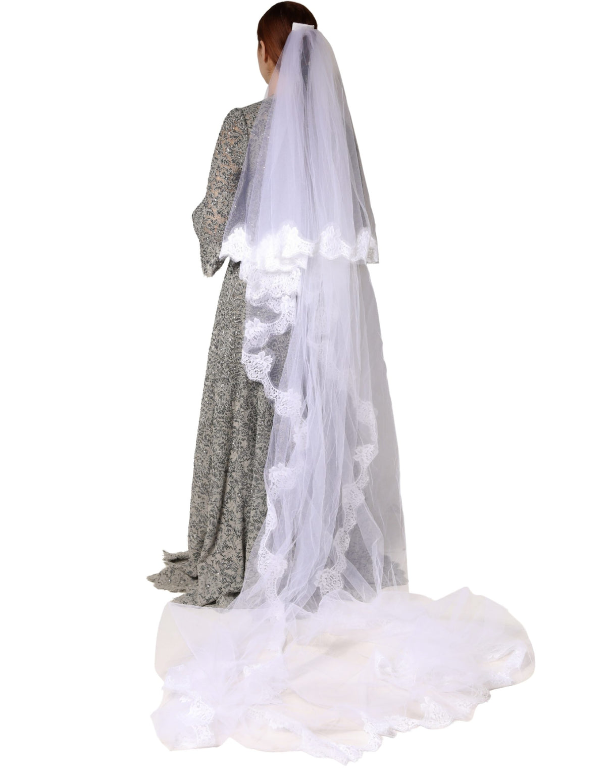 White Floral LaceNylon Floor Length 3M Long Veil
