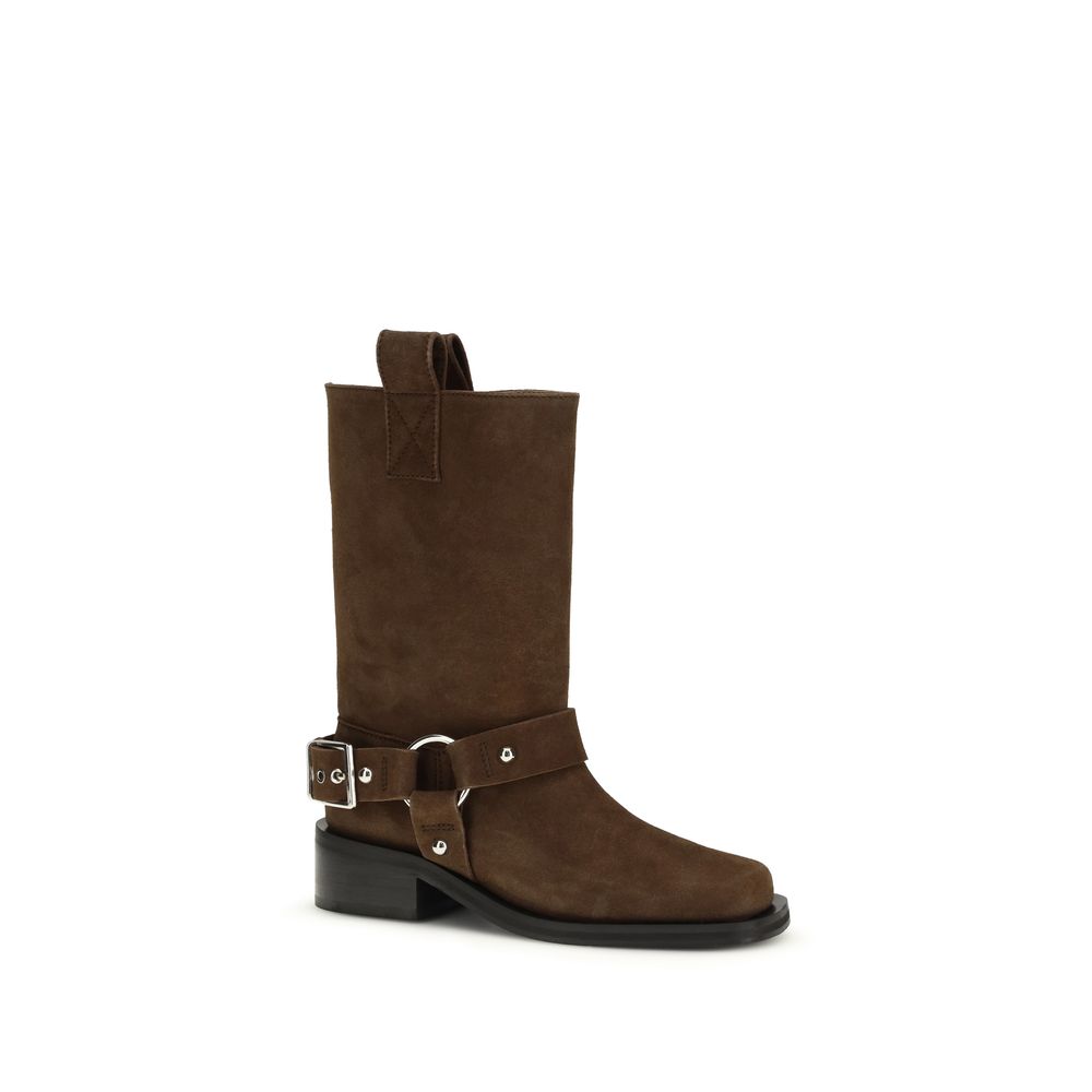 Brown Recycled Leather Lace-Up Boots