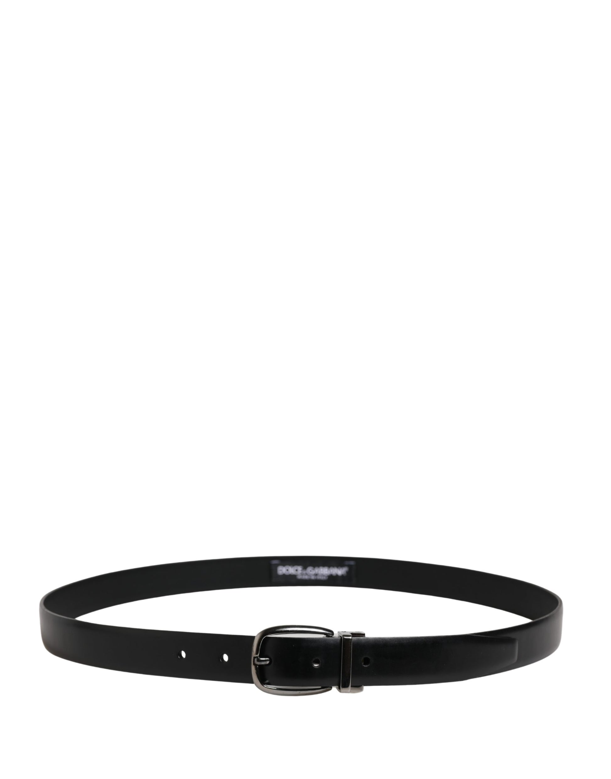 Men Black Classic Leather Metal Buckle Belt