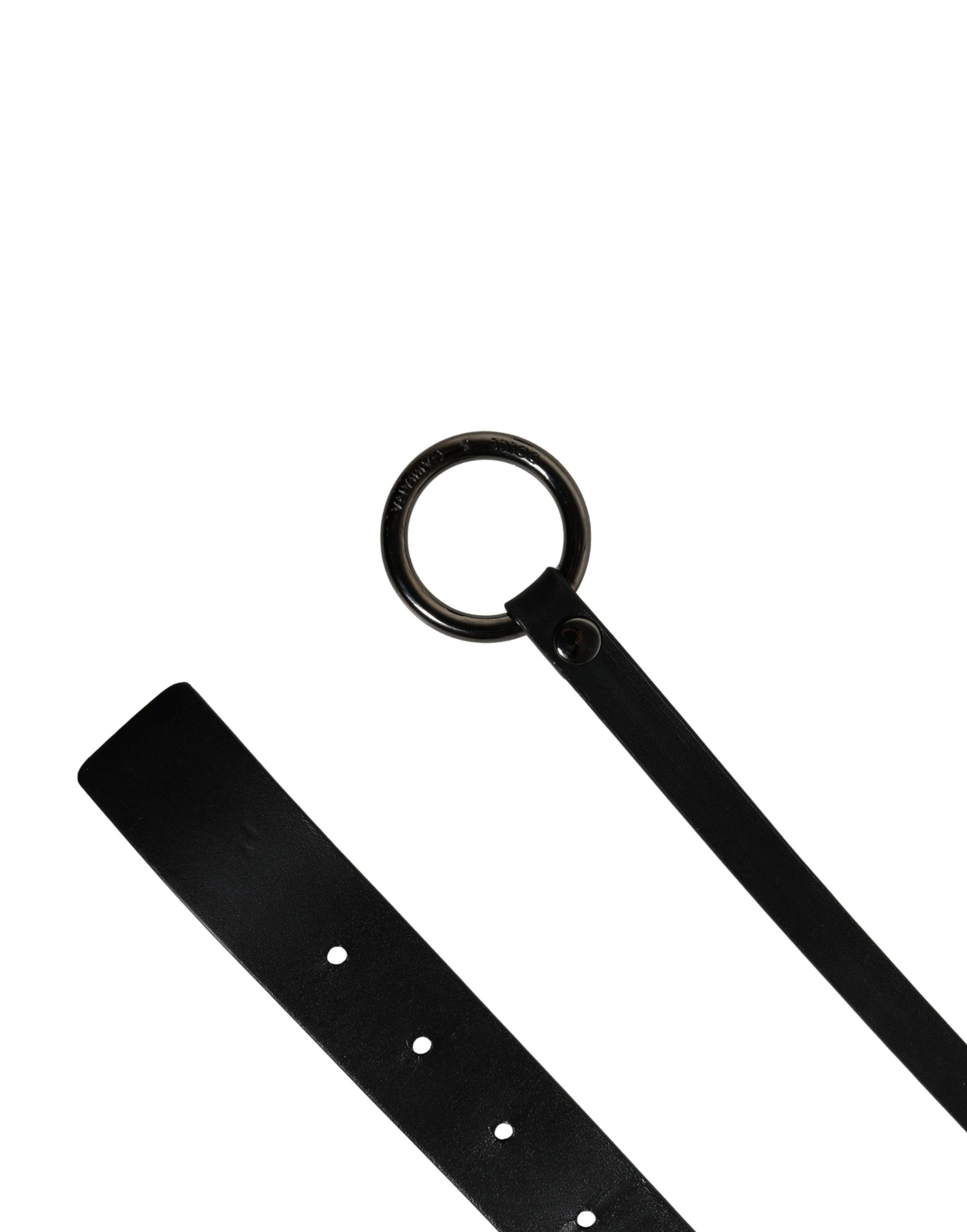 Men Black Calfskin Leather Metal Buckle Belt