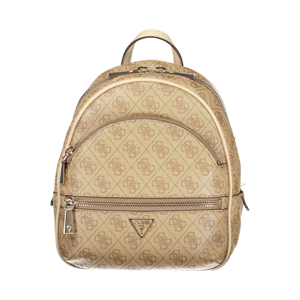 Beige Polyurethane Women Backpack