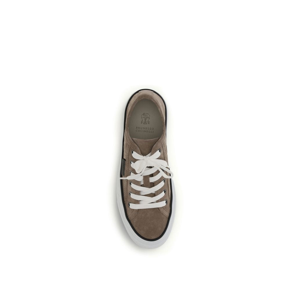 Beige Calf Leather Bos Taurus Low Top Sneakers