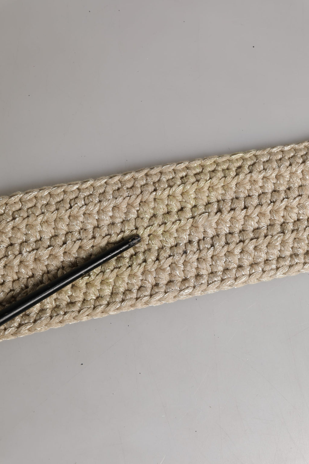 Beige Woven Vintage Metal Buckle Waist Belt