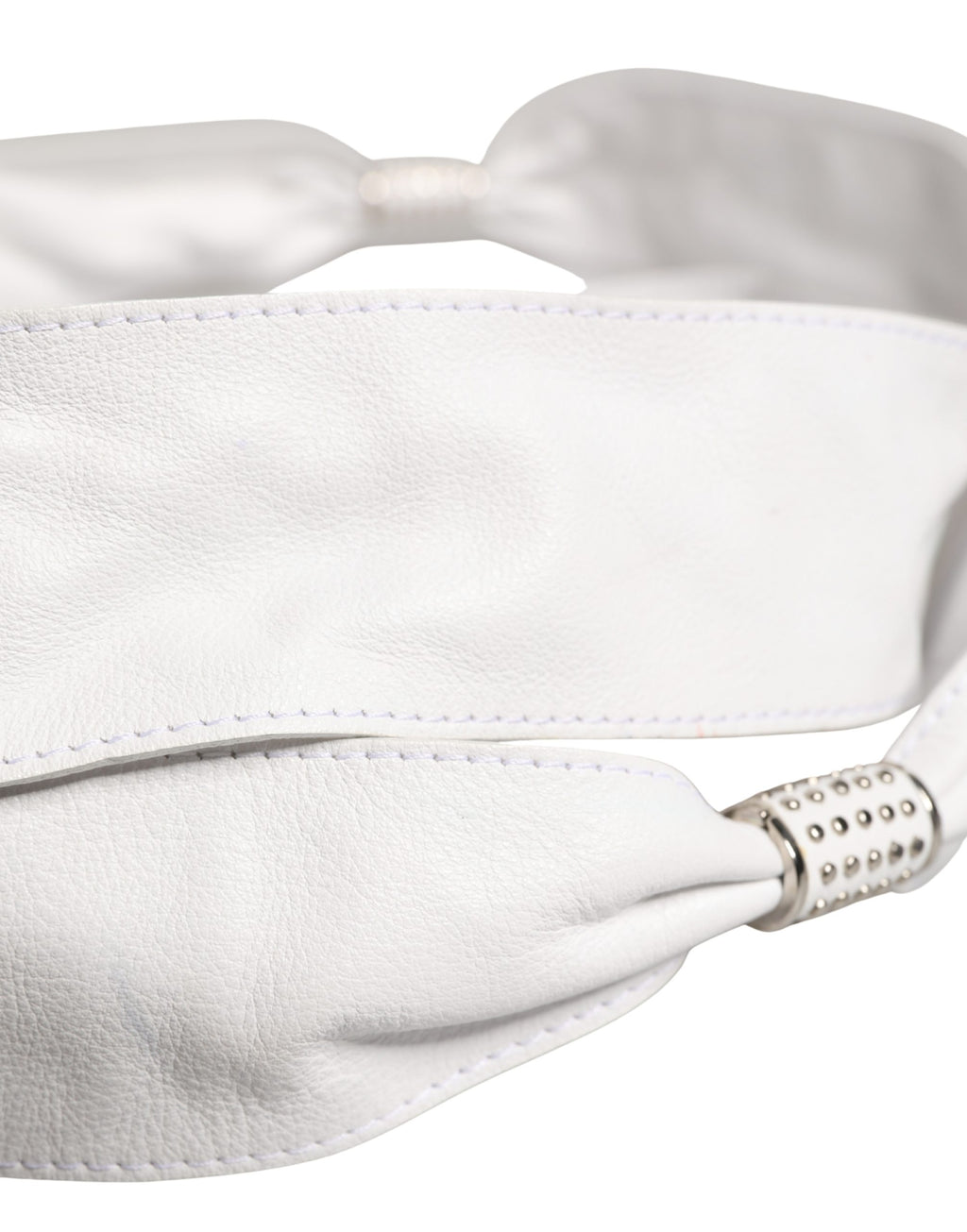 Women White Leather Embellished Wide Waist Cintura Belt