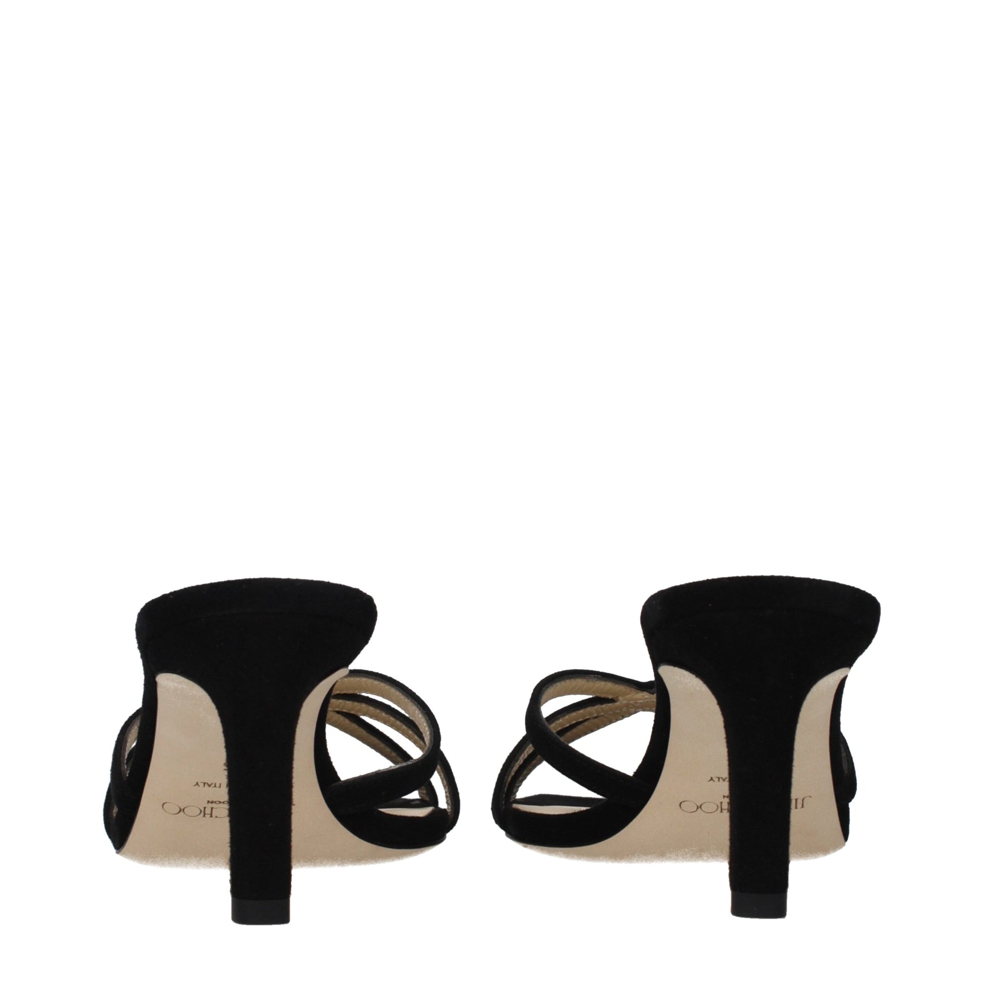 Black Leather Stiletto Heel Sandals