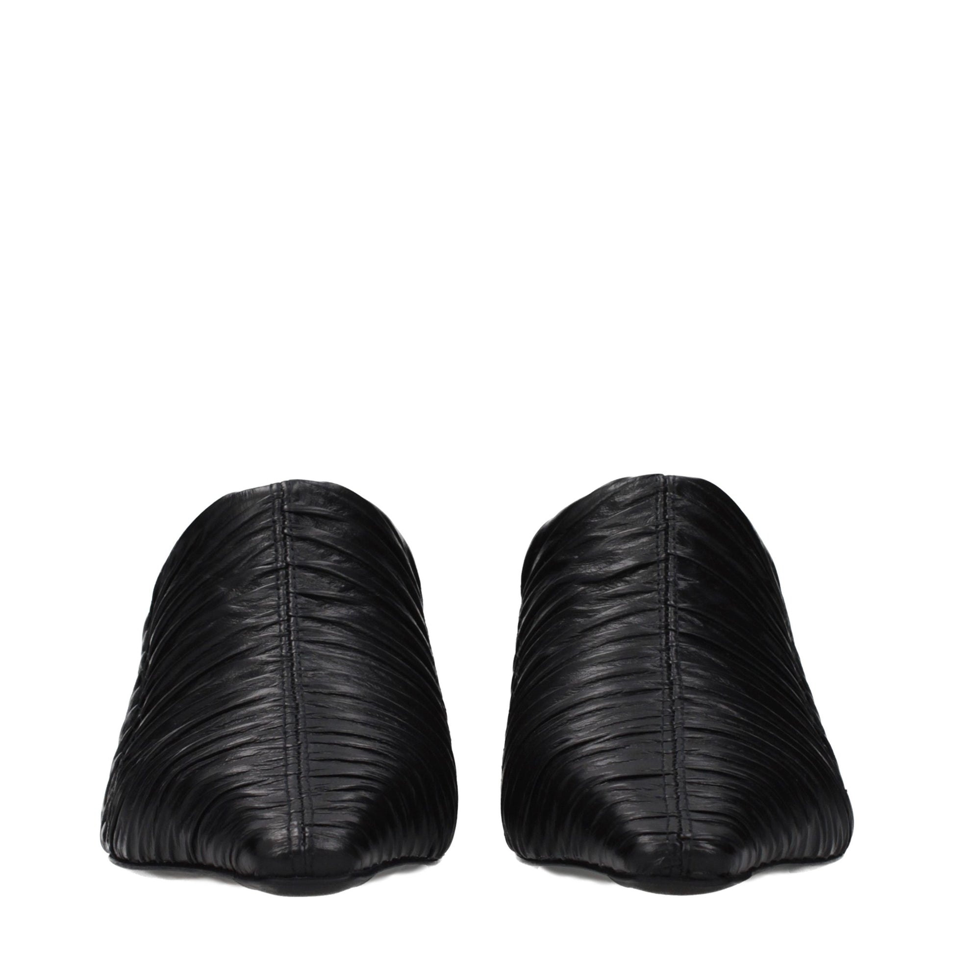 Black Leather Mid Heel Pumps