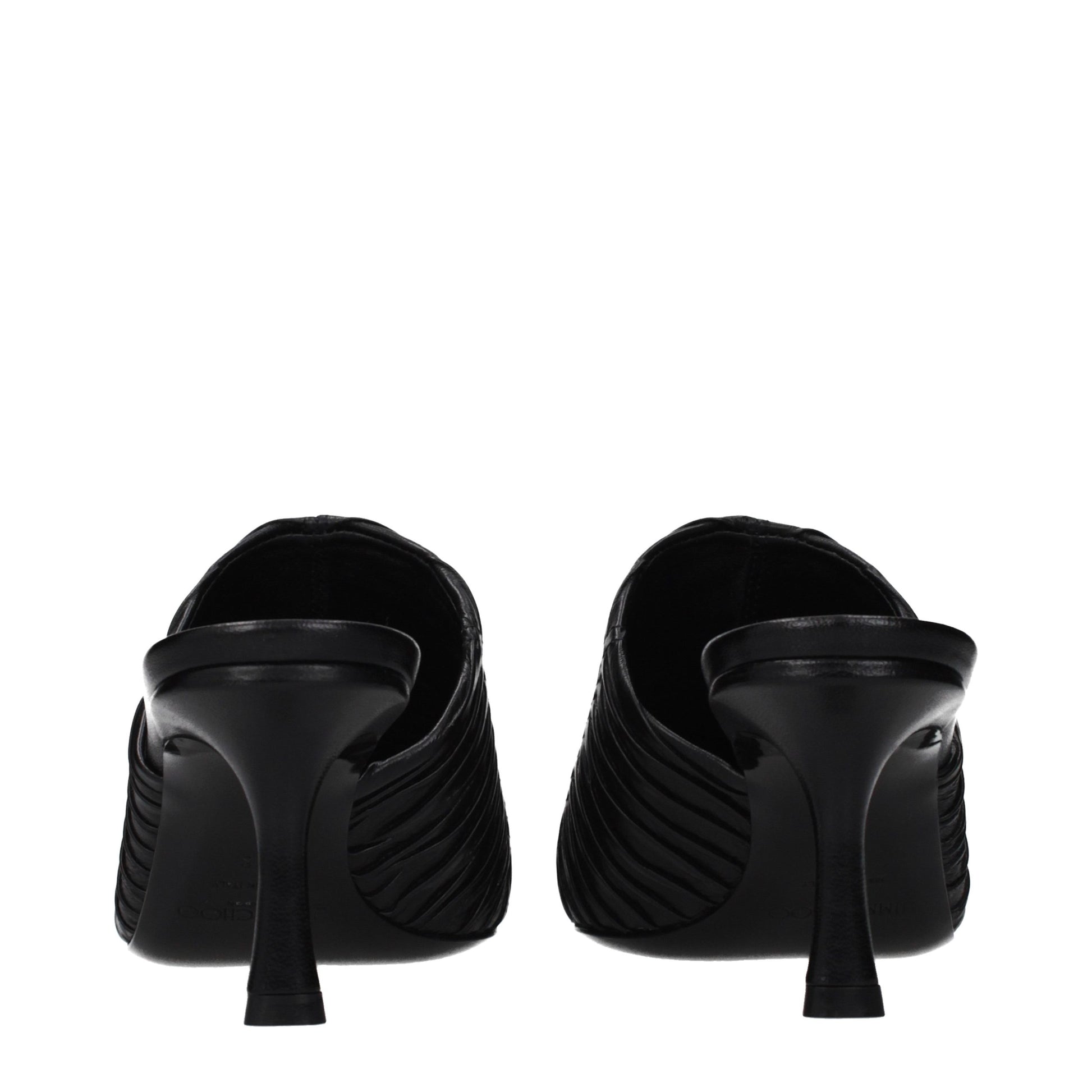 Black Leather Mid Heel Pumps