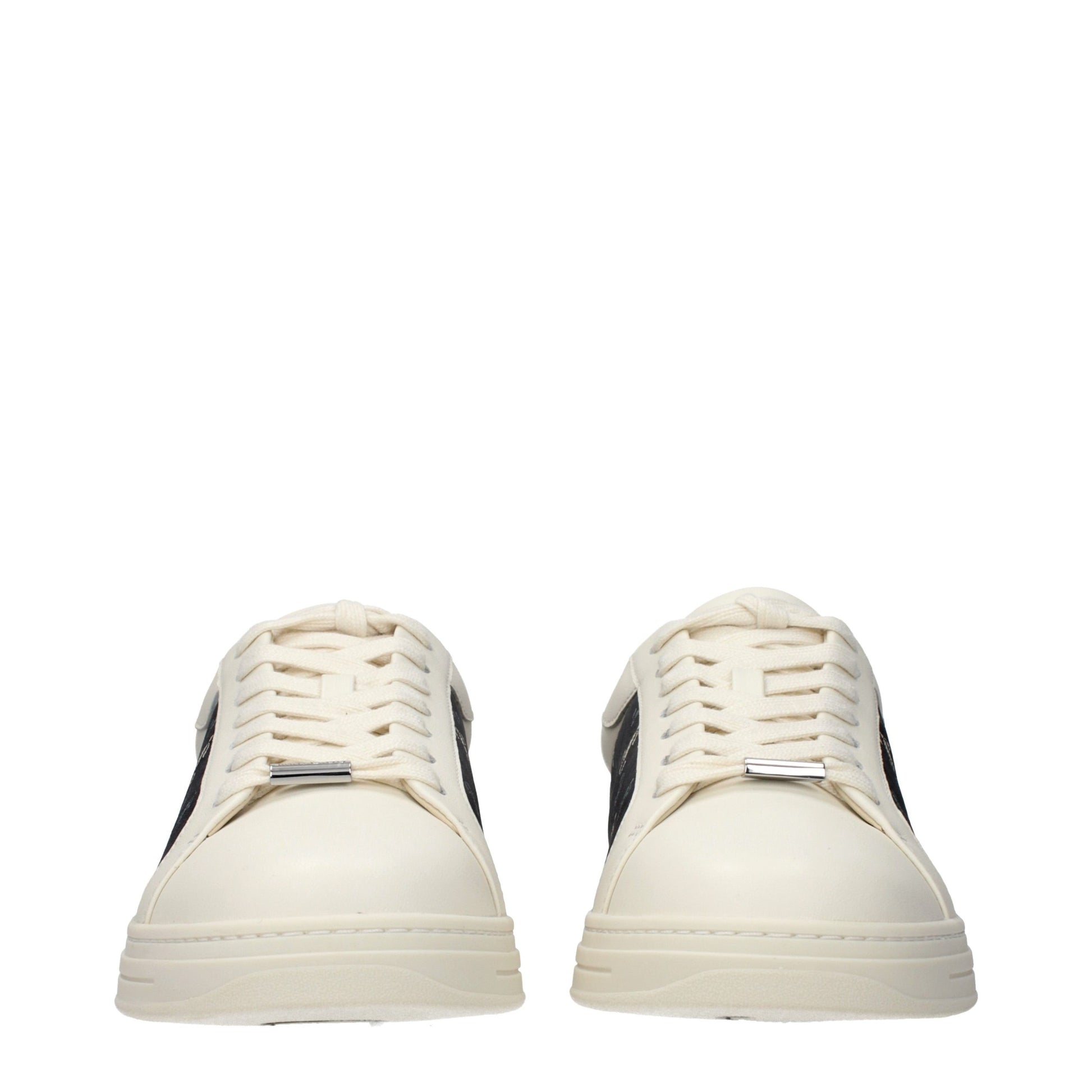 Beige Leather Low Top Sneakers