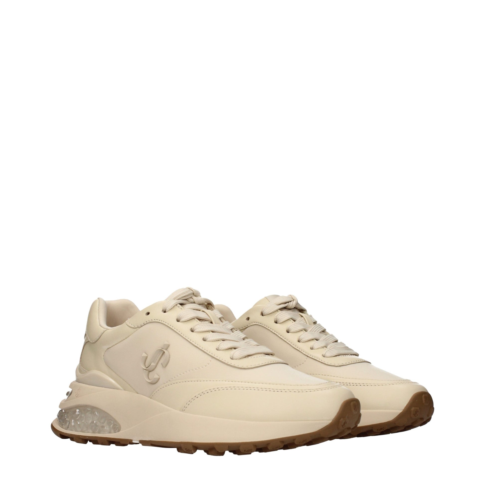 Beige Fabric Chunky Sneakers