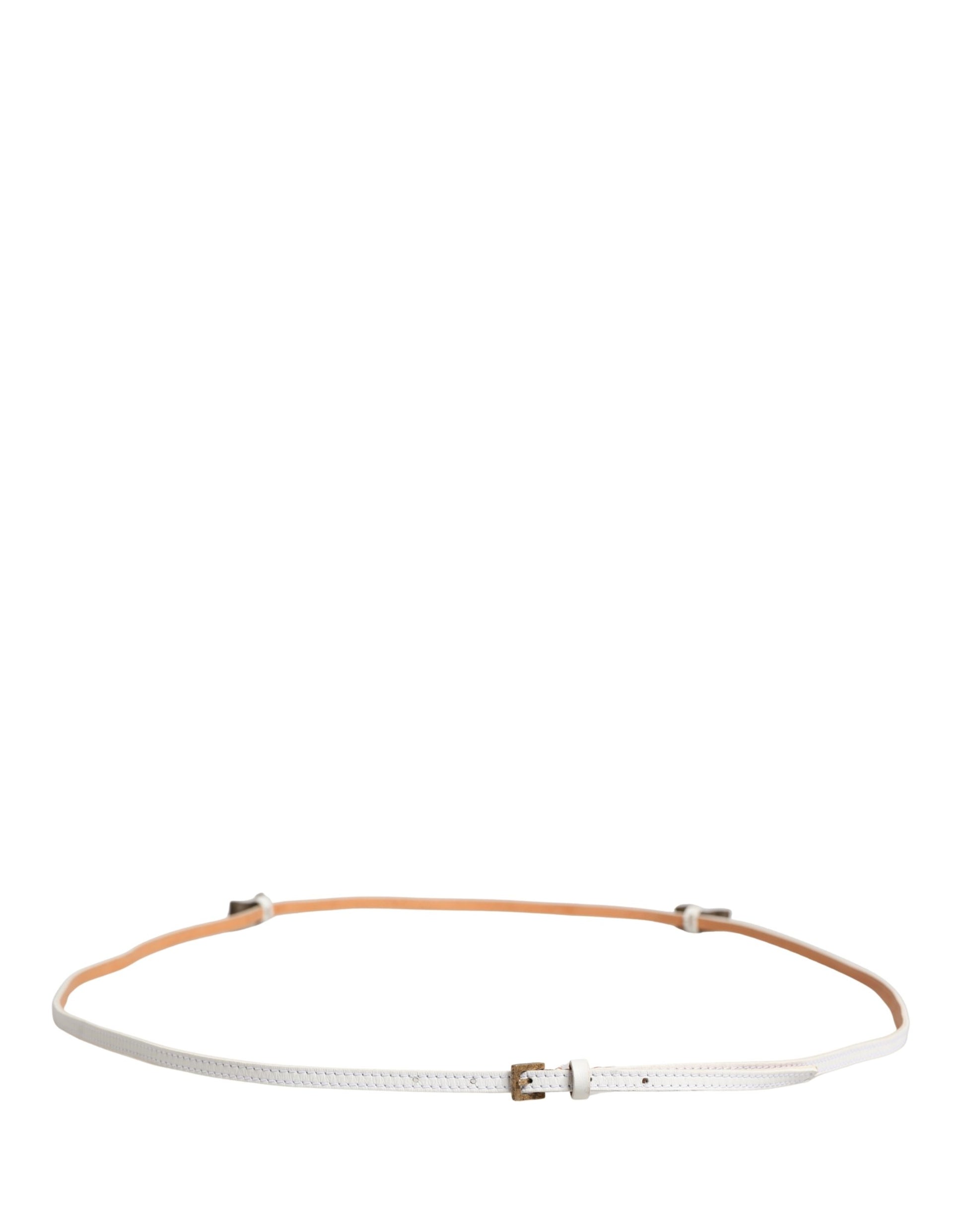 White Leather Skinny Gold Metal Buckle Belt