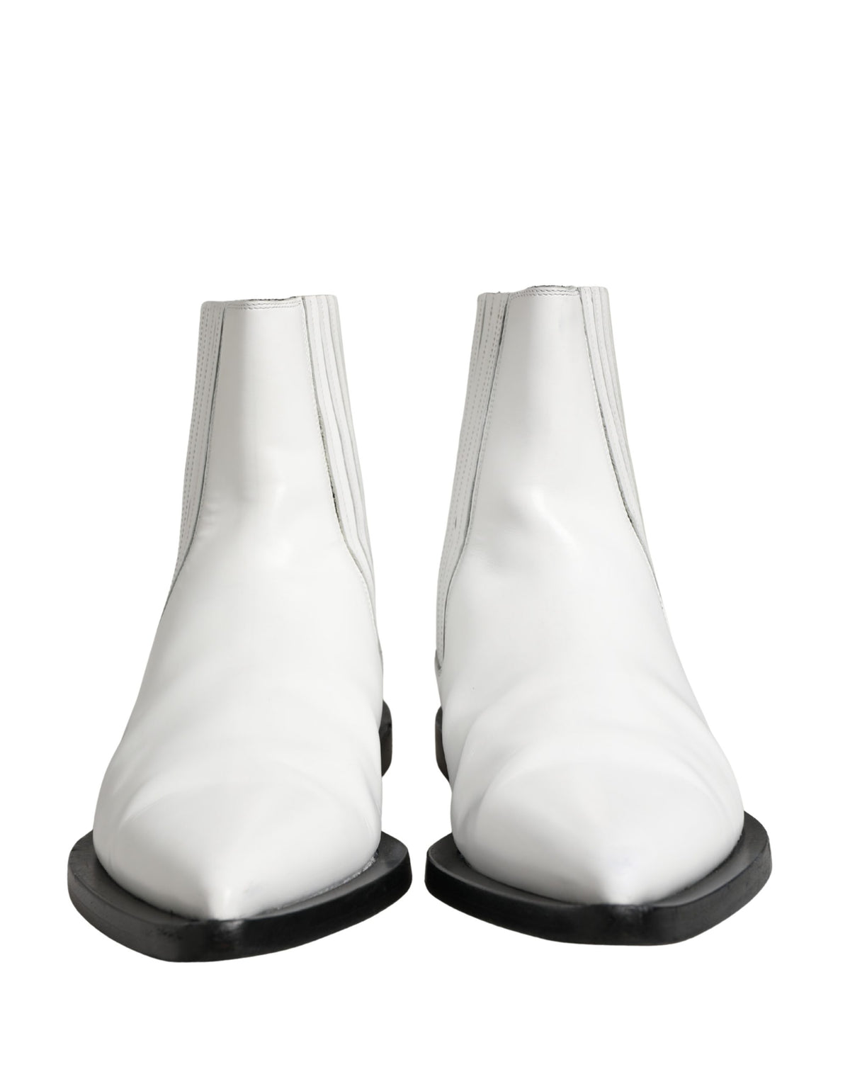 White Leather Chelsea SlipOn Ankle Boots Shoes