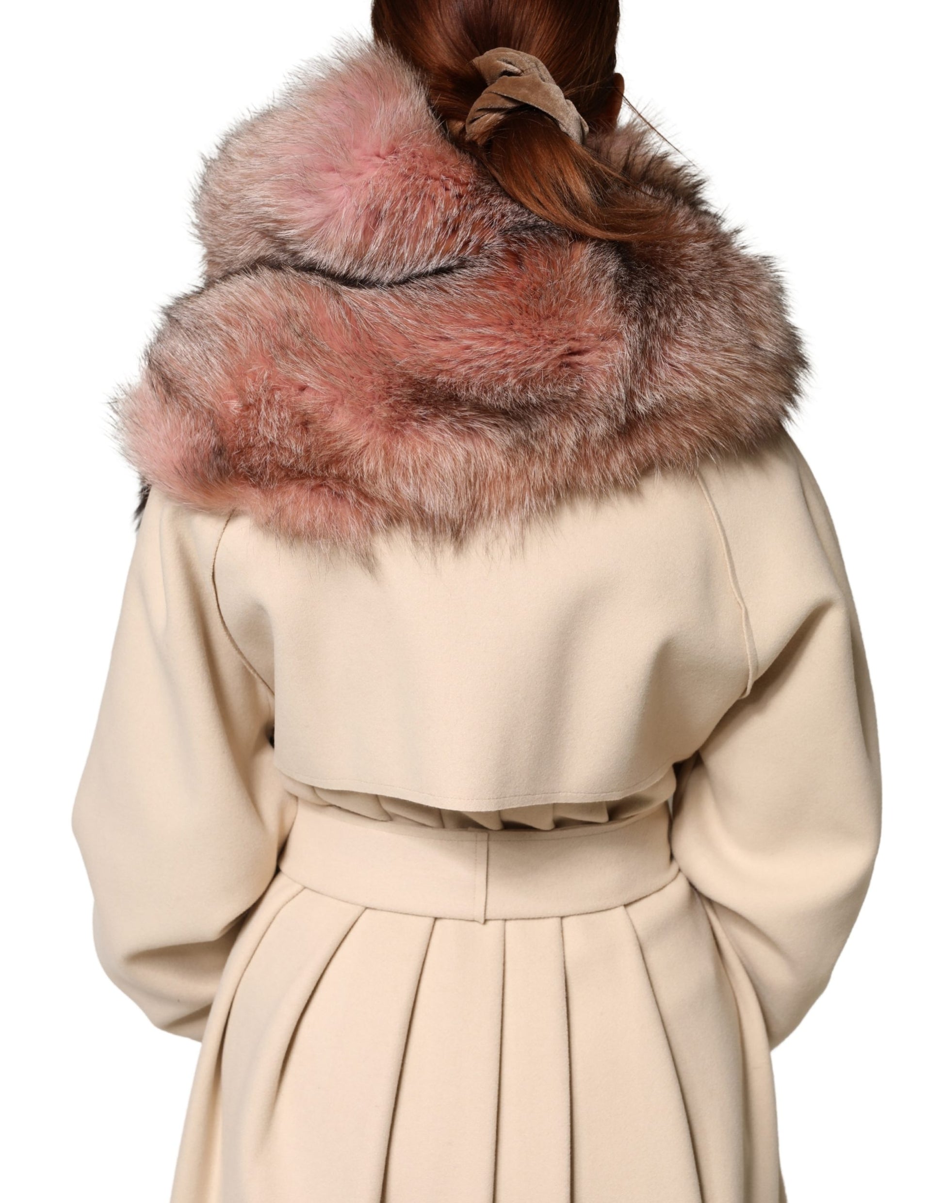 Chaleuseur de cou en fourrure de renard rose glacé, écharpe d'hiver