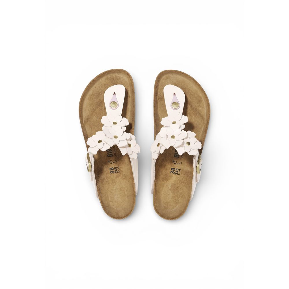 Pink Leather Flat Sandals