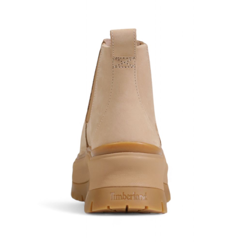 Beige Suede Leather Ankle Boots