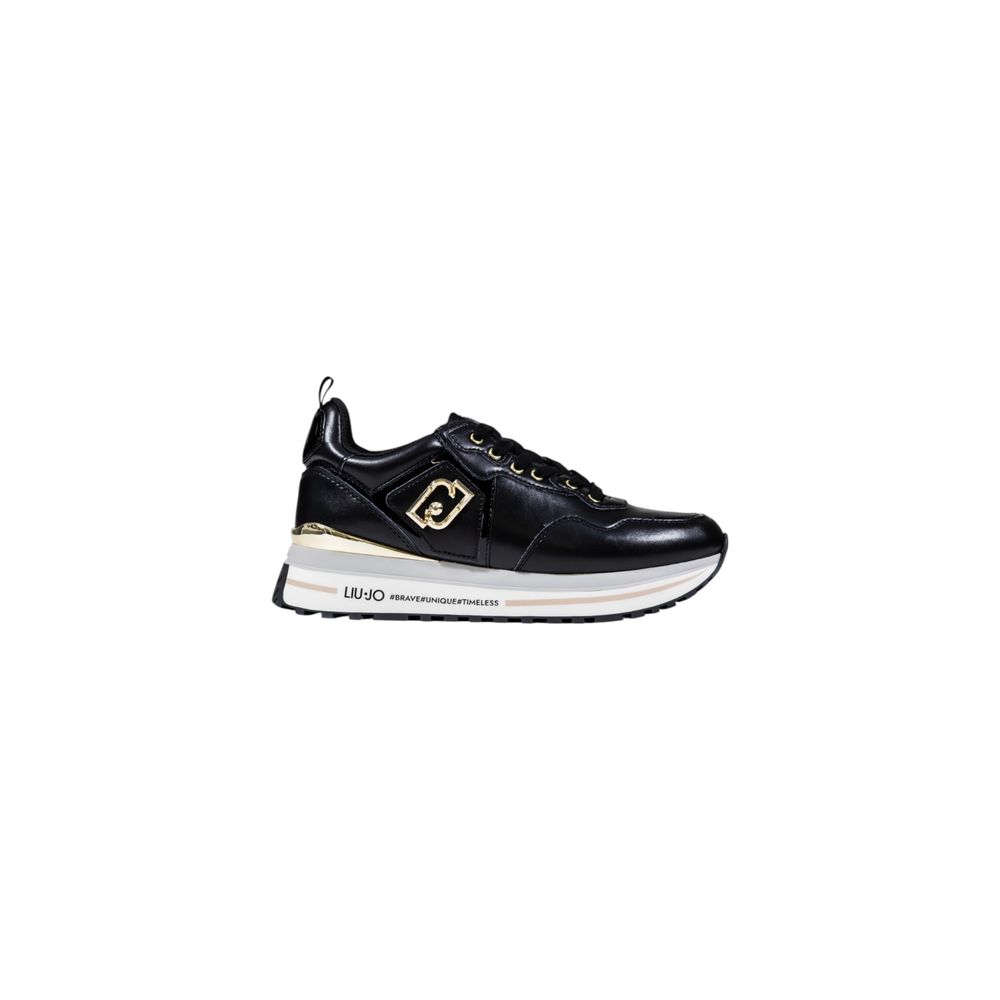Black Artificial Leather Platform Sneakers