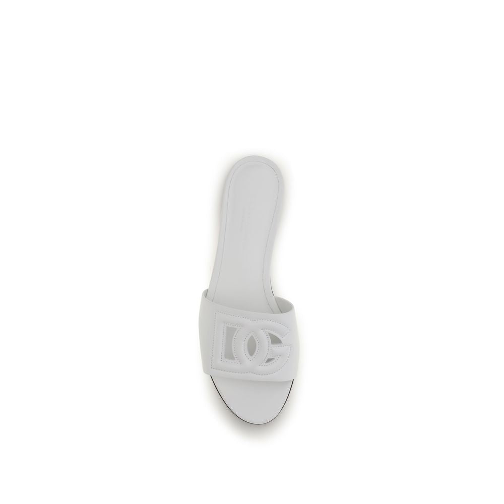 White Calf Leather Bos Taurus Flat Sandals