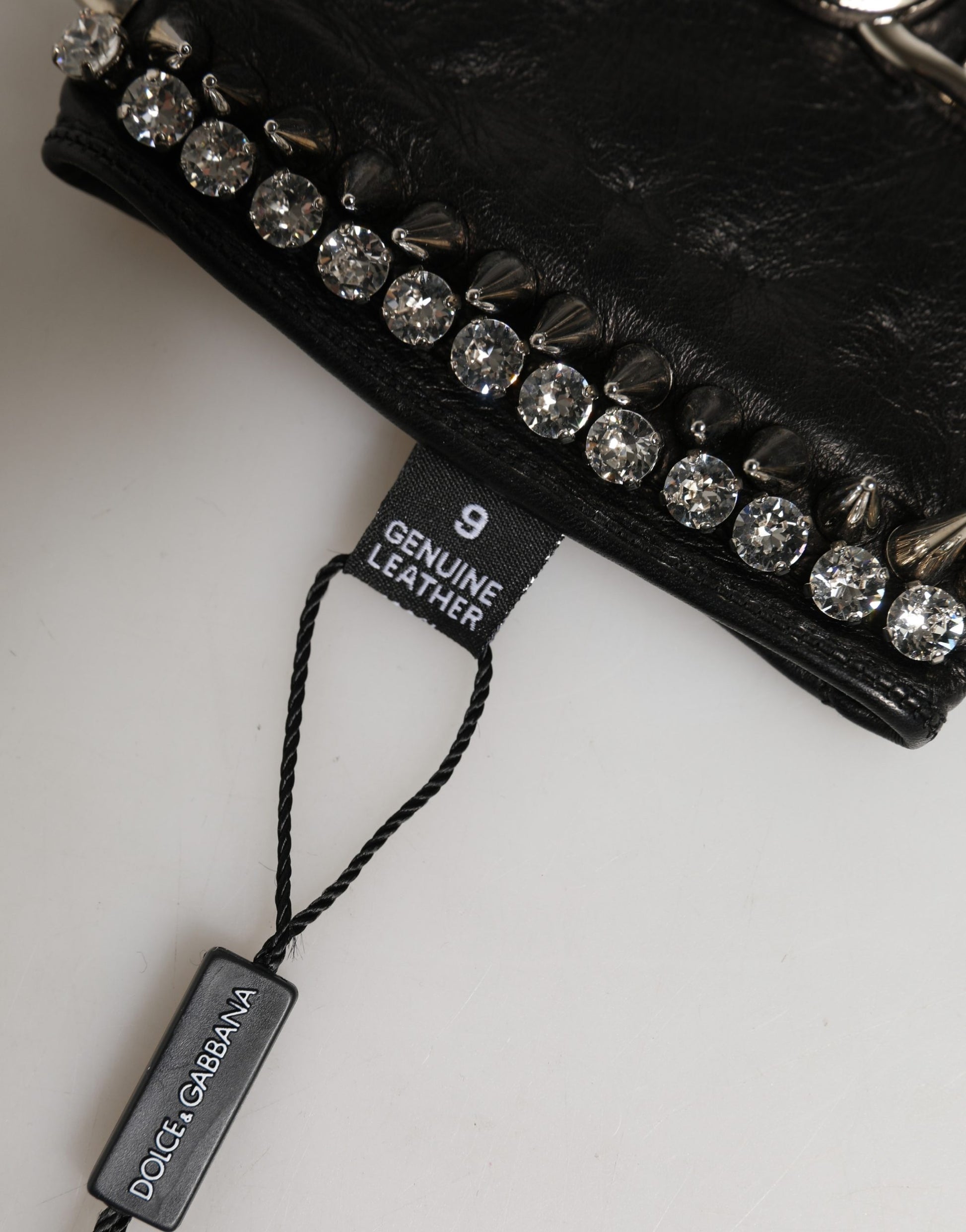 Women Black Embellished Wrist Length Mitten Gloves