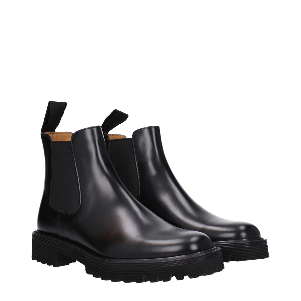 Black Leather Ankle Boots